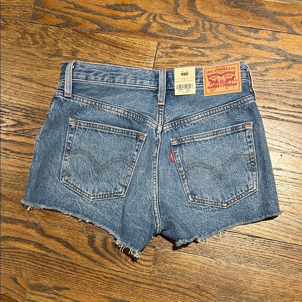 Levi's Distressed Blue Jean Shorts - Picture 3 of 6